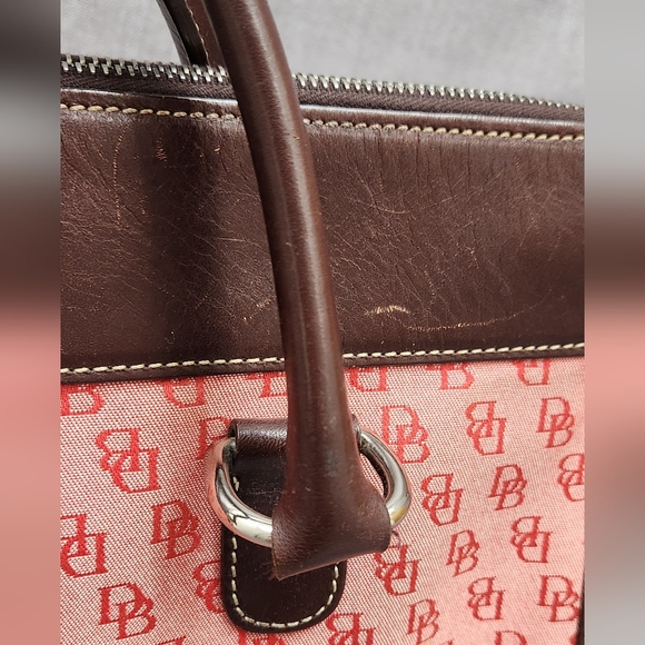 Vintage Dooney and Bourke Double Pocket Pink Monogram Logo Tote With Coin Purse - Picture 9 of 11